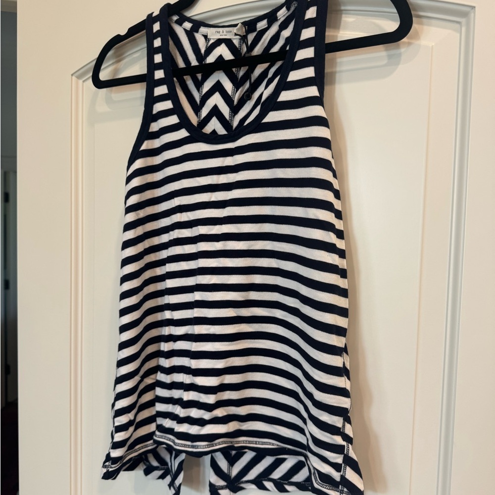 rag & bone Navy and White Striped Tank Top